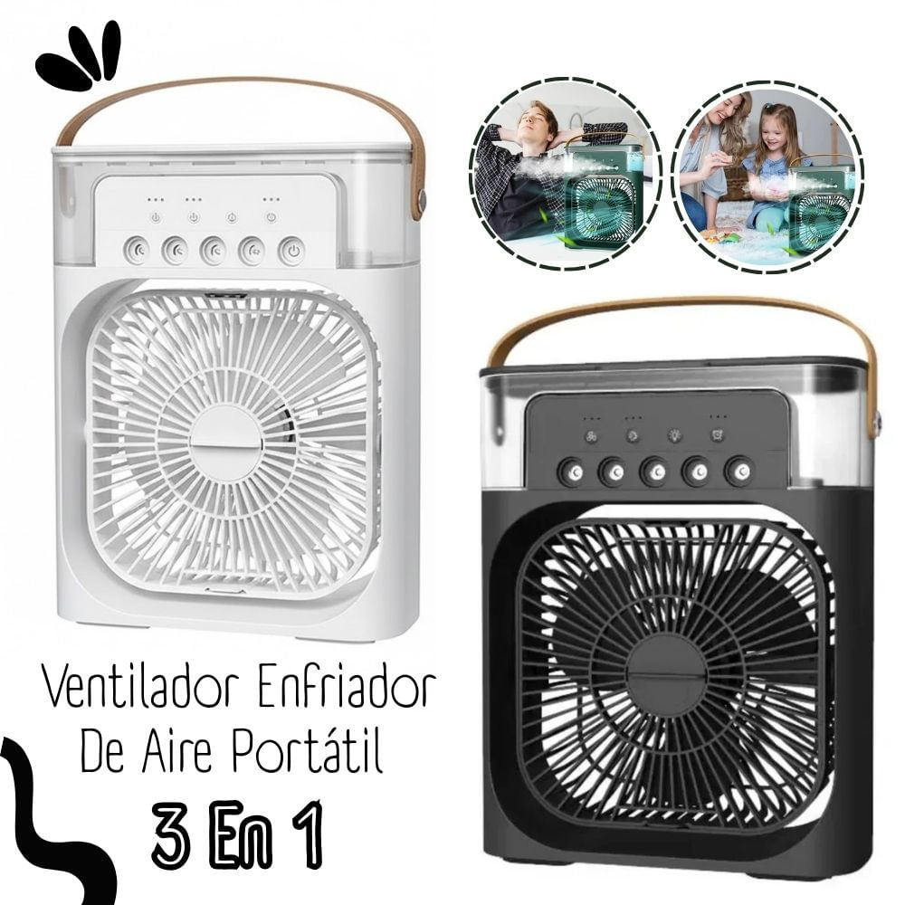 VENTILADOR HUMIDIFICADOR Y AIRE ACONDICIONADO 3 EN 1 - NEGRO-BLANCO