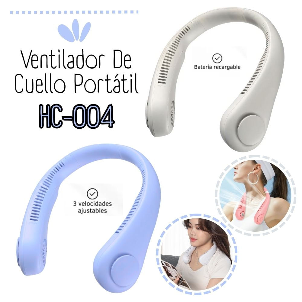 Ventilador De Cuello Portatil Recargable - CELESTE - BLANCO
