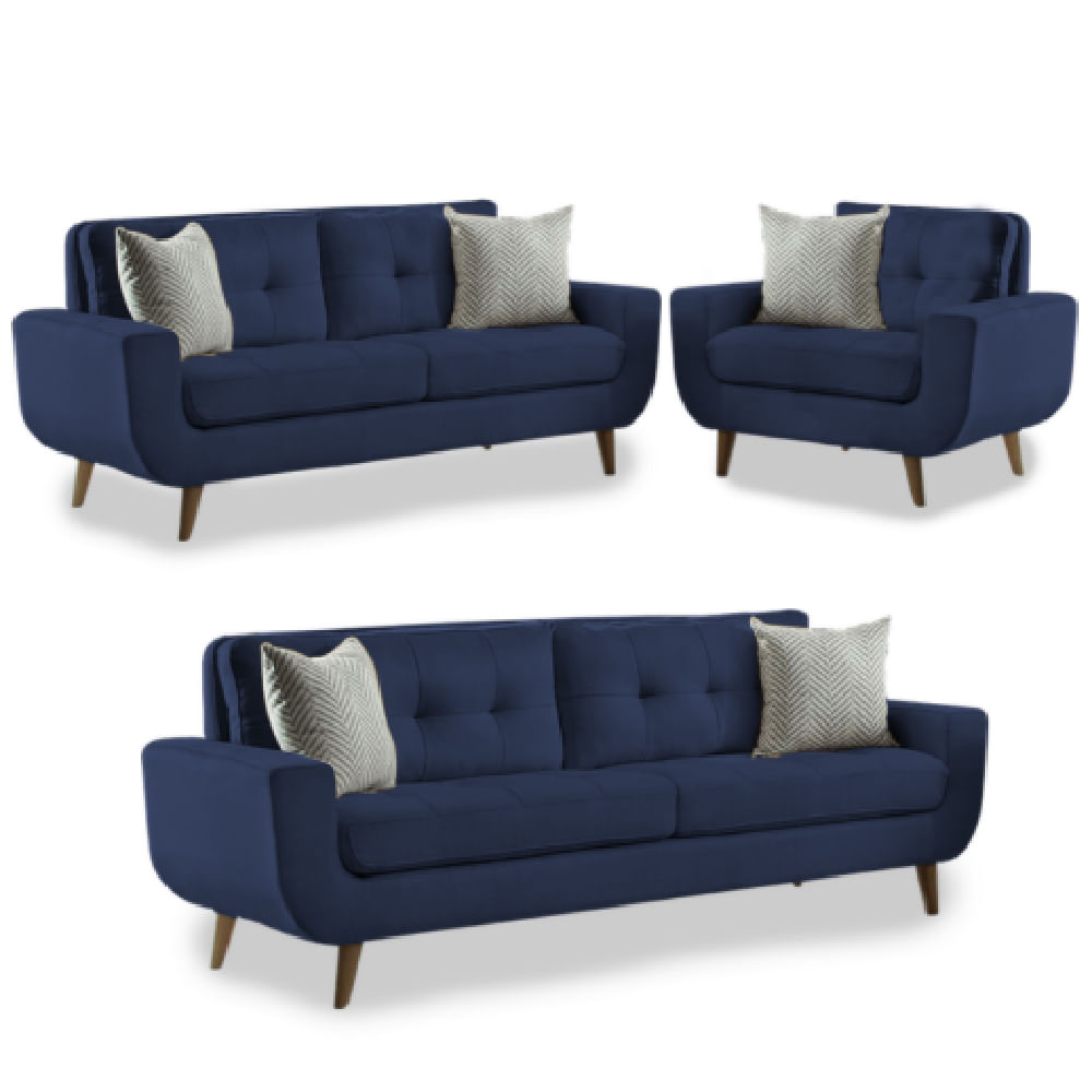 Juego de Sala Vintage 3 2 1 Kayruth Azul Cobalto Juego de Sala Vintage 3 2 1 Kayruth Azul Cobalto