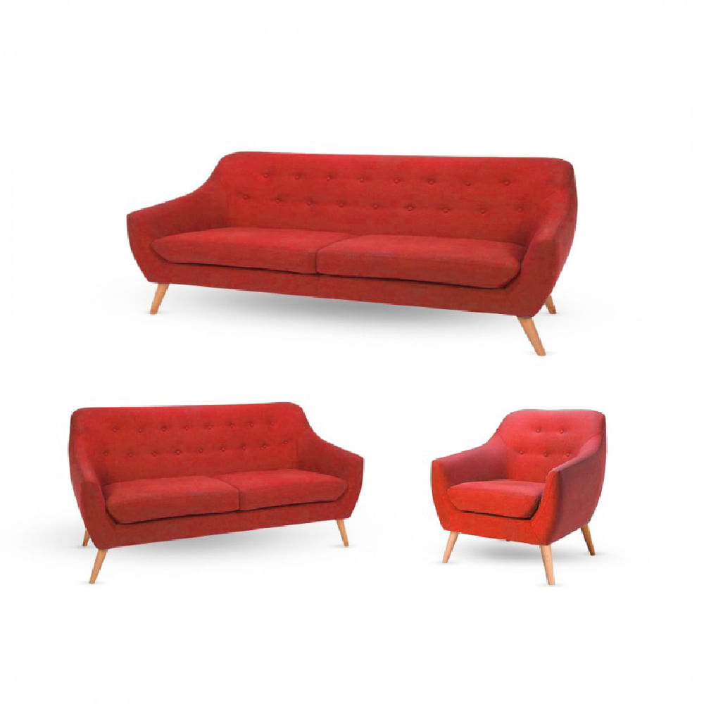 Juego de Sala 3 2 1 Isabella Rojo Juego de Sala 3 2 1 Isabella Rojo