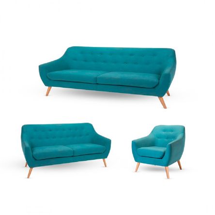 Juego de Sala 3 2 1 Isabella Turquesa Juego de Sala 3 2 1 Isabella Turquesa