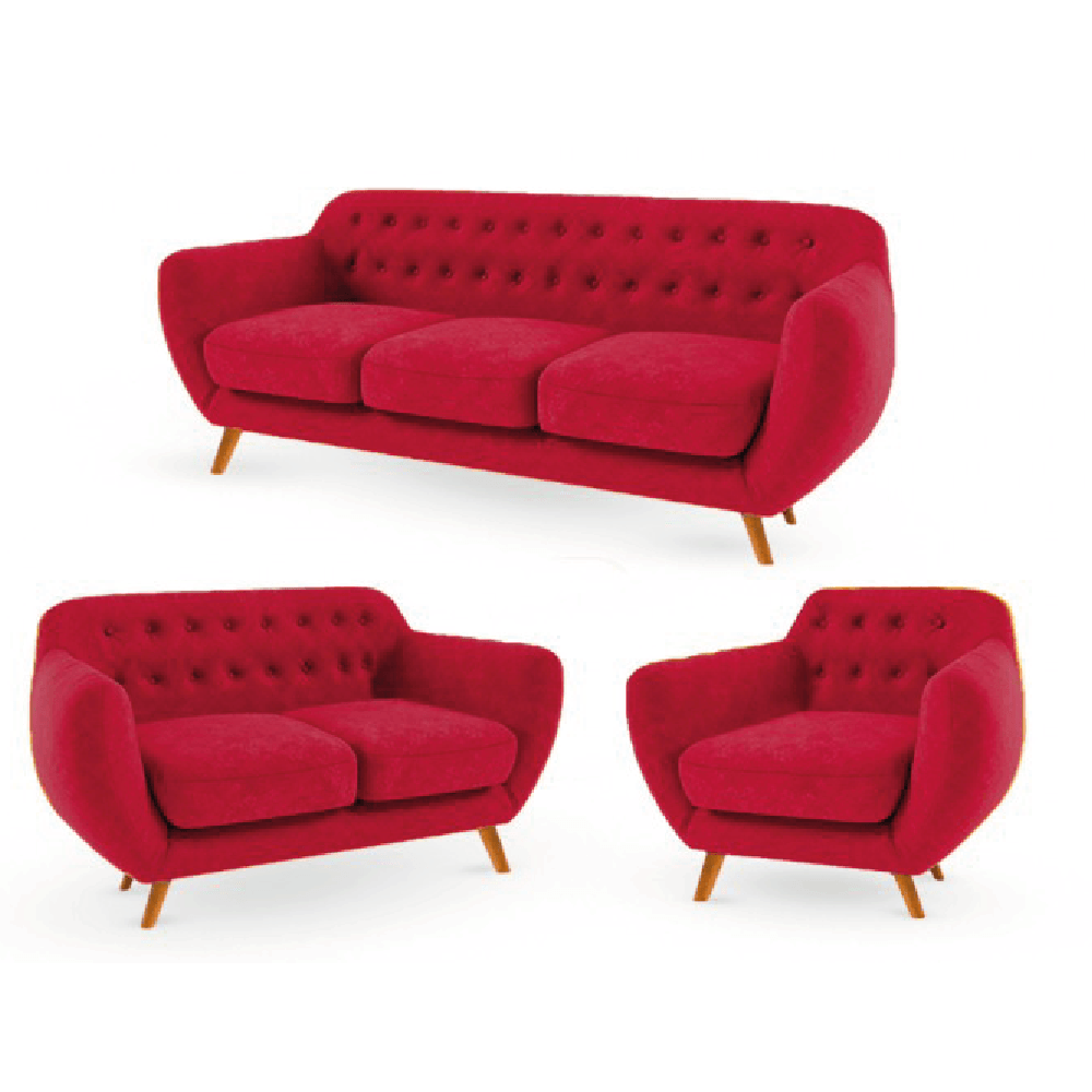 Juego de Sala Vintage 3 2 1 Antuane Rojo Juego de Sala Vintage 3 2 1 Antuane Rojo