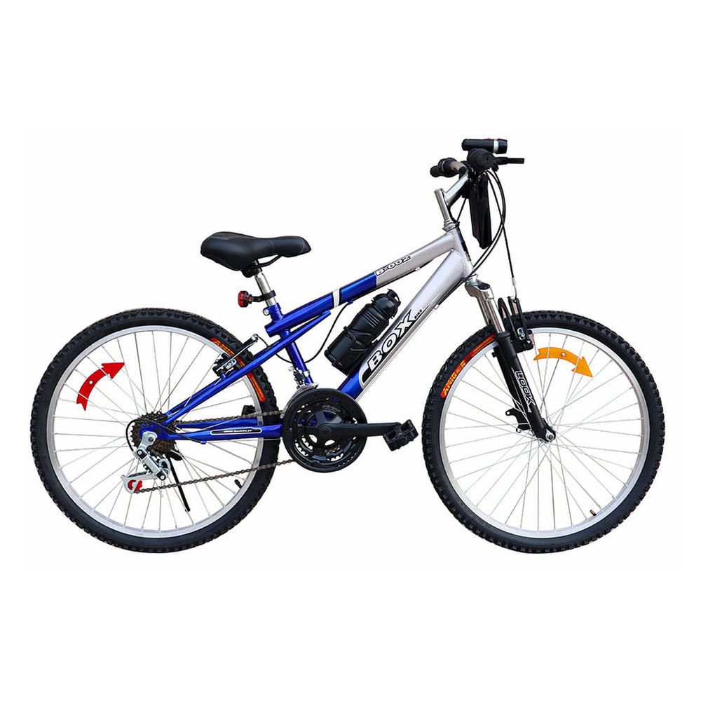 Bicicleta Box Bike MTB con Suspensión Delantera Aro 24 - Azul con Gris Bicicleta Box Bike MTB con Suspensión Delantera Aro 24 - Azul con Gris