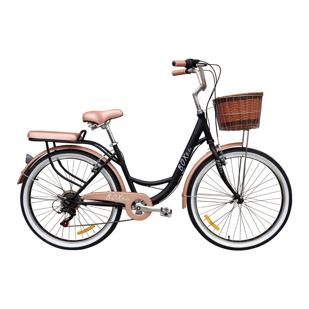 Bicicleta Box Vintage Aro 26 con Shimano Tourner - Negro con Marrón