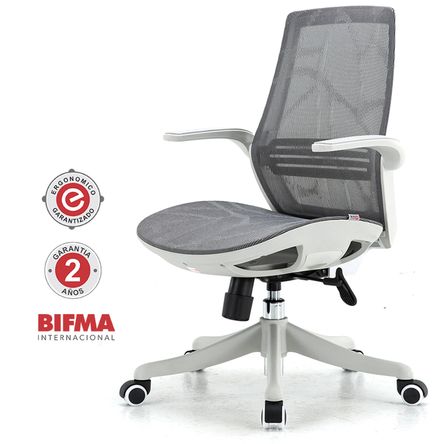 Silla Giratoria Ergonómica Decorplas Shangai Mesh con Brazos Giratorios Color Gris Oscuro