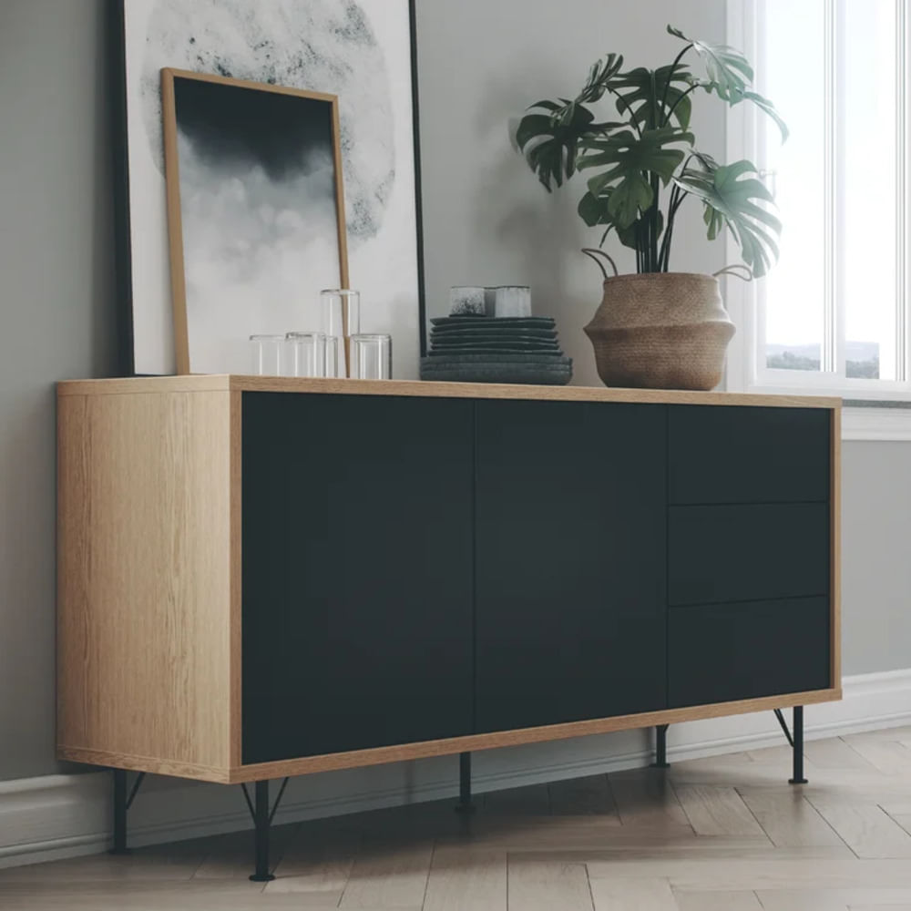 Recibidor Contemporáneo Furtado Negro 164 cm