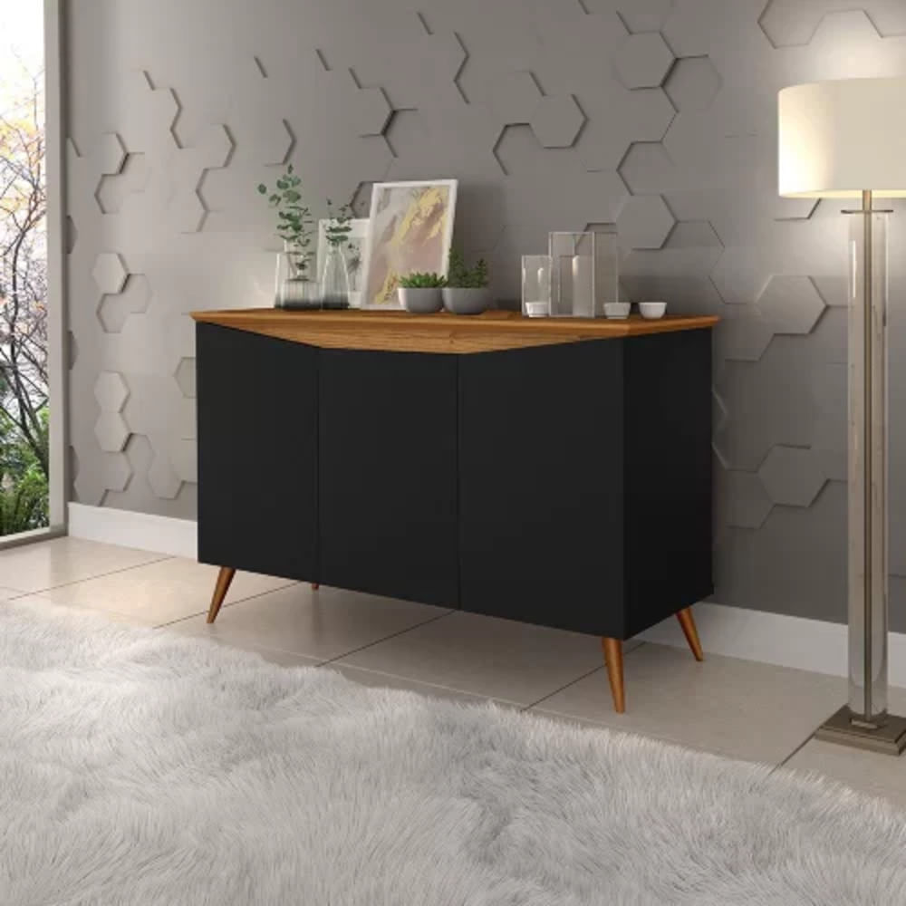 Aparador Vajillero Vintage Reyes 100cm Negro/Marrón