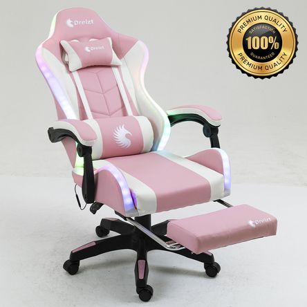 Silla Gamer Ergonómica Dreizt Shine RGB Series Rosado Luces Con Posapies Reclinable Silla Gamer Ergonómica Dreizt Shine RGB Series Rosado Luces Con Posapies Reclinable