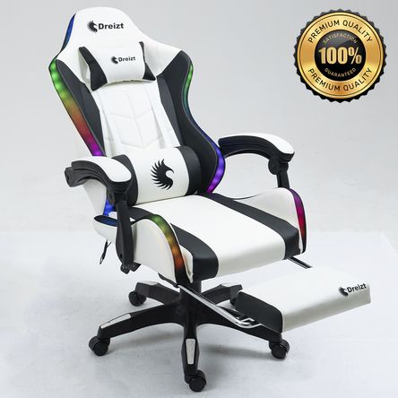 Silla Gamer Ergonómica Dreizt Shine RGB Series Blanco Luces Con Posapies Reclinable Silla Gamer Ergonómica Dreizt Shine RGB Series Blanco Luces Con Posapies Reclinable