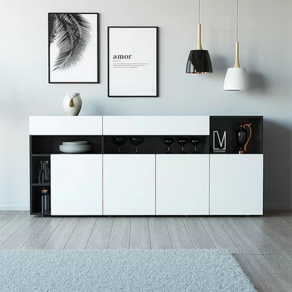 Aparador R&R MUEBLES Moderno Elegante Tokio Blanco con Negro