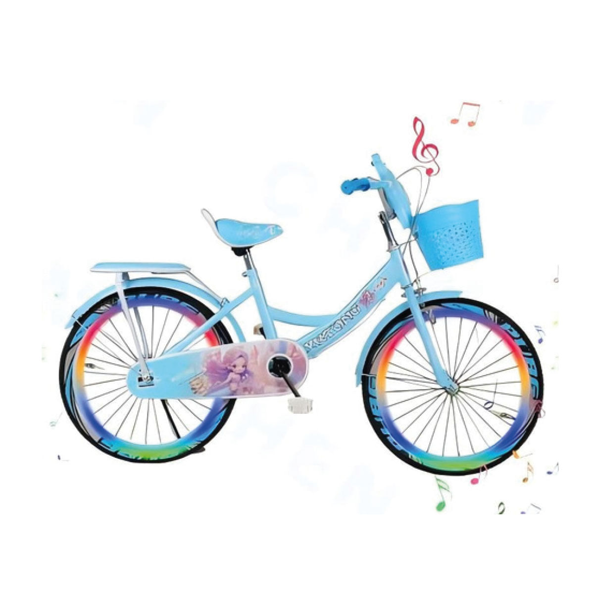 Bicicleta Vintage Para Niña Infantil Kids Luces Musical Aro 20 Celeste ACP 8117