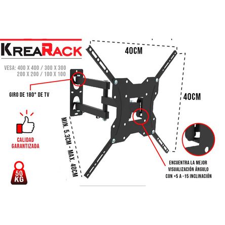 Rack para Tv Doble Brazo Articulado 32 a 49