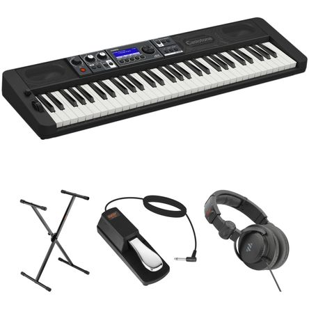 Kit de Valor de Teclado Portátil Casio Ct S500 de 61 Teclas con Soporte Pedal y Auriculares 1689404-REG