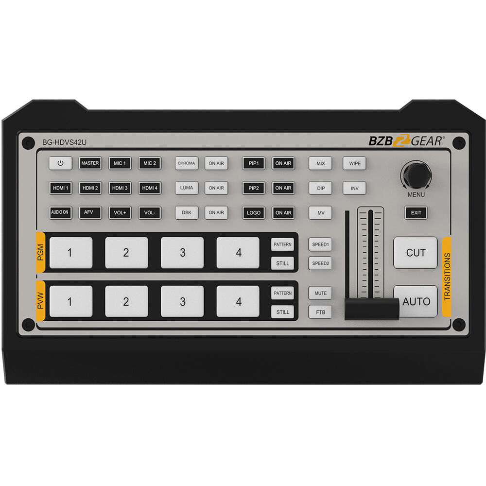 Mezclador de Audio y Conmutador de Video en Vivo de 4 Canales Bzbgear 1640708-REG Mezclador de Audio y Conmutador de Video en Vivo de 4 Canales Bzbgear 1640708-REG