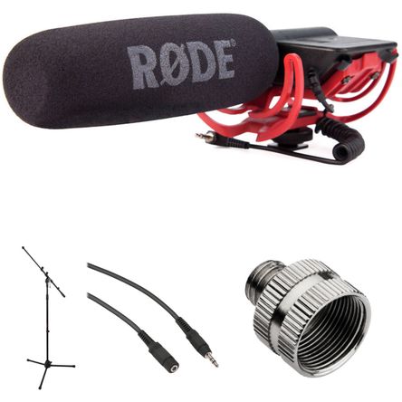 Kit de Micrófono de Cañón Rode Videomic para Montar en Cámara con Soporte de Micrófono de Estudio Y 1394953-REG