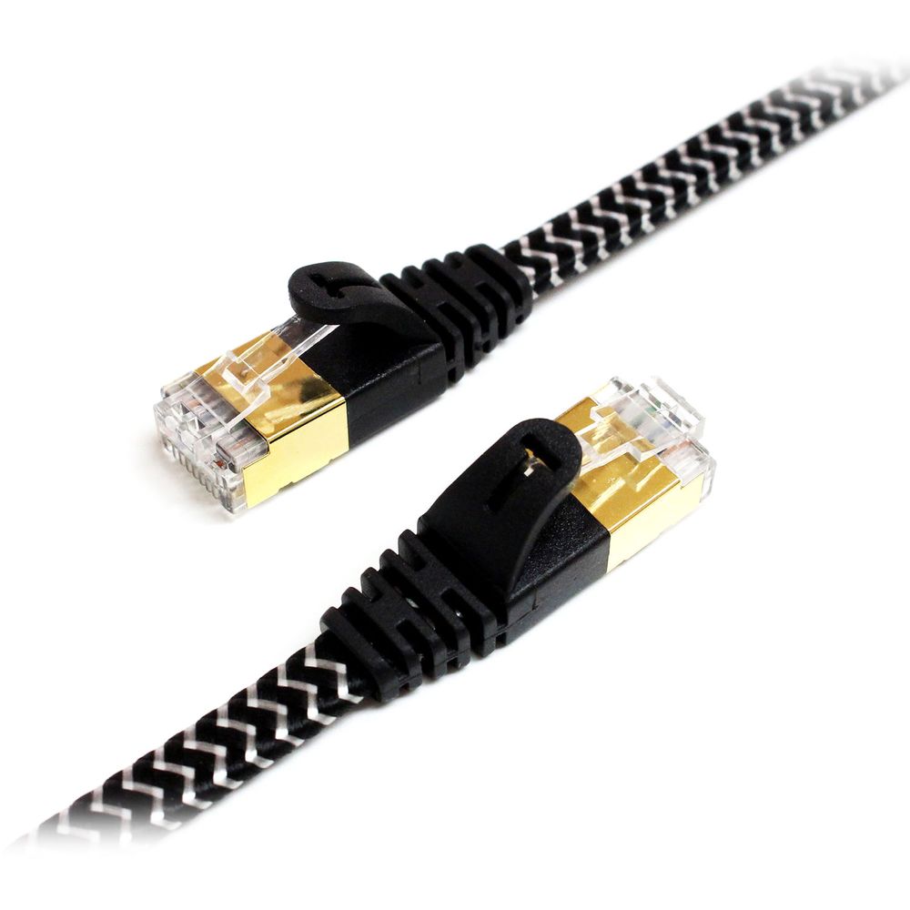 Cable de Parche Ethernet Trenzado Ultra Plano Tera Grand Cat 7 10Gb 3 Negro Y Blanco 1471027-REG Cable de Parche Ethernet Trenzado Ultra Plano Tera Grand Cat 7 10Gb 3 Negro Y Blanco 1471027-REG