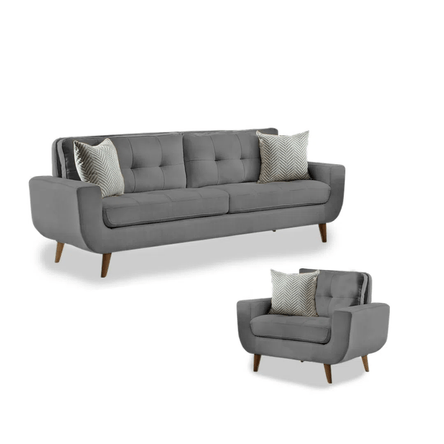 Juego de Sala Vintage 3 1 Fabiani Mango Gris Oscuro