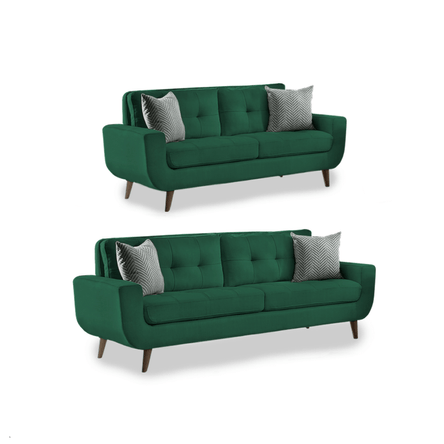 Juego de Sala Vintage 3 2 Fabiani Mango Verde Oscuro