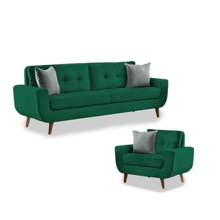 Juego de Sala Vintage 3 1 Fabiani Mango Verde Oscuro