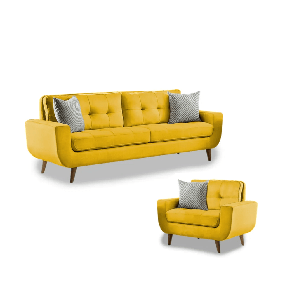 Juego de Sala Vintage 3 1 Fabiani Mango Amarillo Juego de Sala Vintage 3 1 Fabiani Mango Amarillo