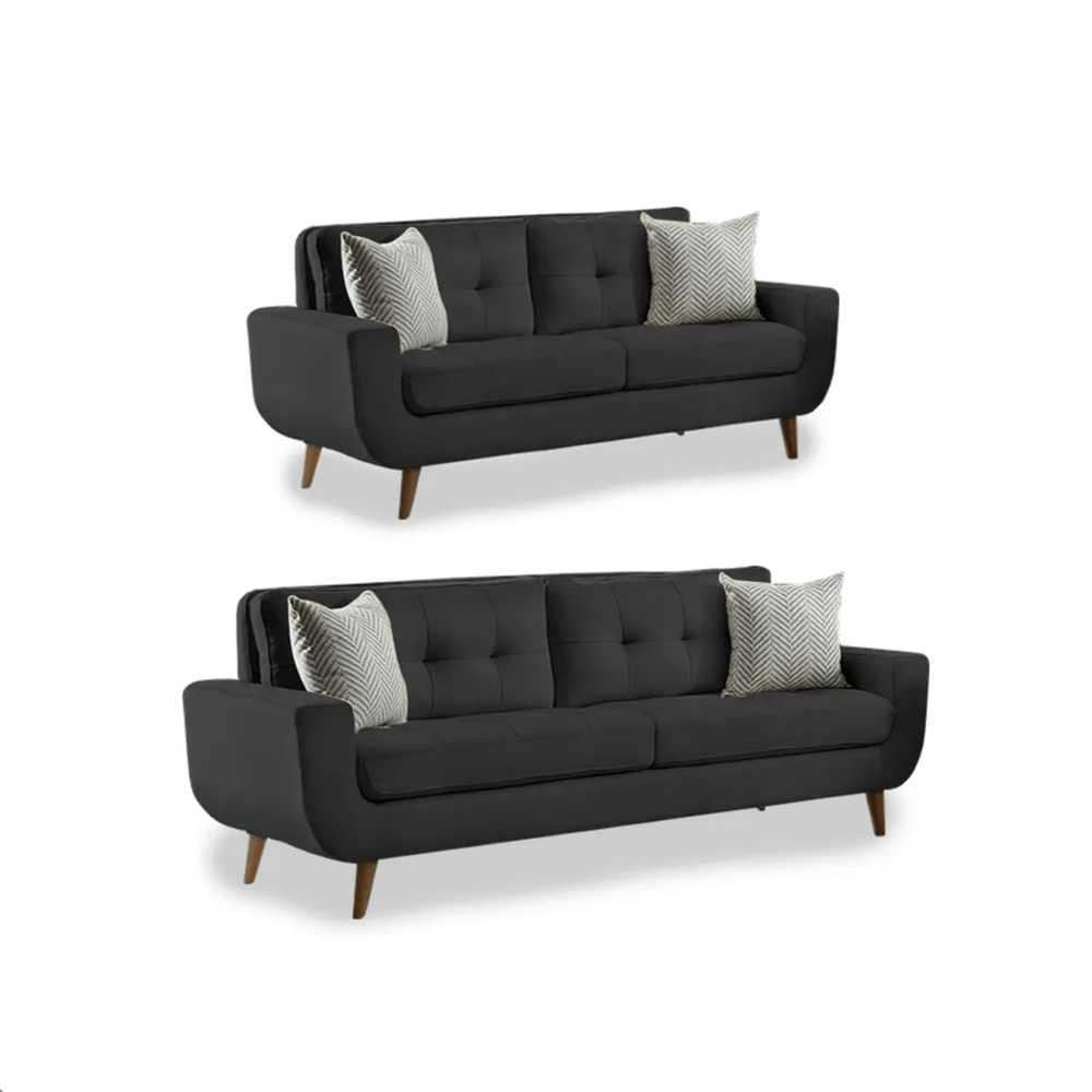 Juego de Sala Vintage 3 2 Fabiani Mango Negro Juego de Sala Vintage 3 2 Fabiani Mango Negro