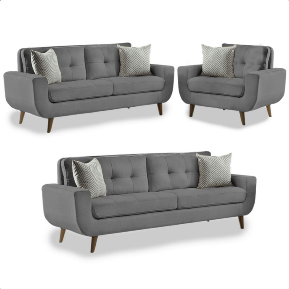 Juego de Sala vintage 3 2 1 Fabiani Mango Gris Oscuro Juego de Sala vintage 3 2 1 Fabiani Mango Gris Oscuro