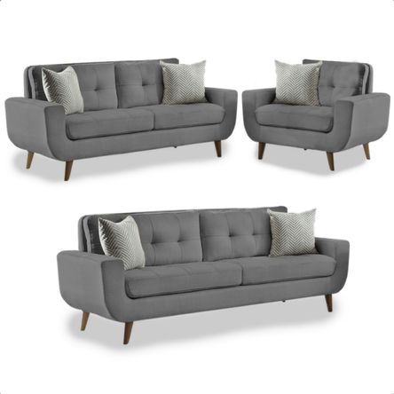 Juego de Sala vintage 3 2 1 Fabiani Mango Gris Oscuro