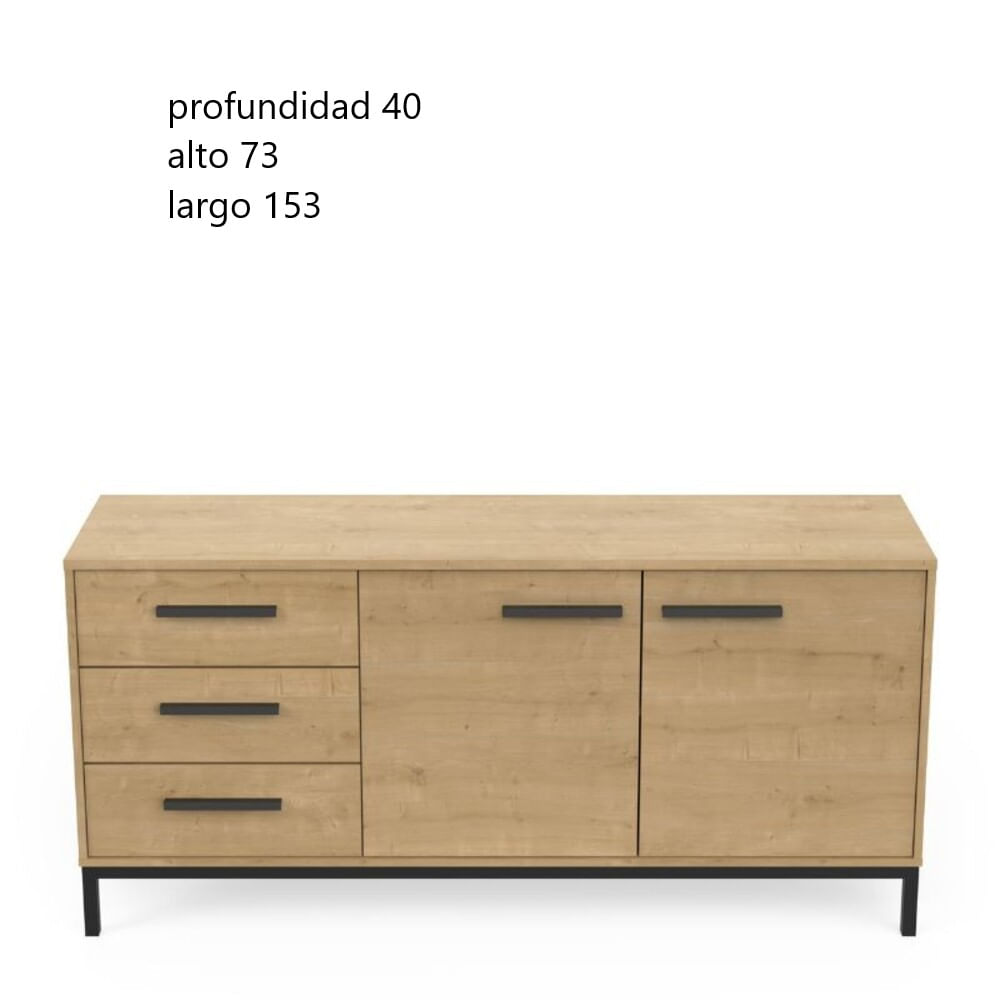 Aparador largo 2 puertas 3 cajones Rosell color Haya TU MESITA