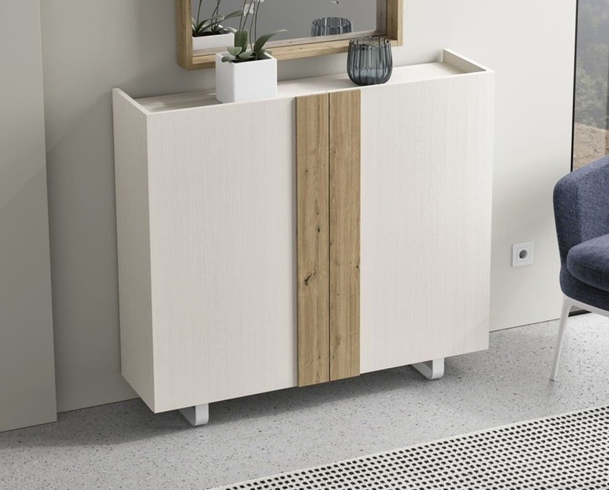 Recibidor Moderno 2 puertas Matta color Blanco/Macadamia TU MESITA