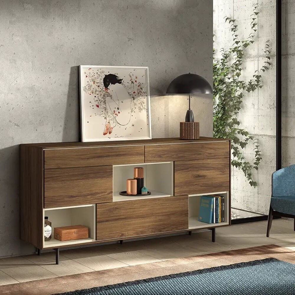 Aparador Moderno 2 cajones 3 puertas Evian color Marrón TU MESITA