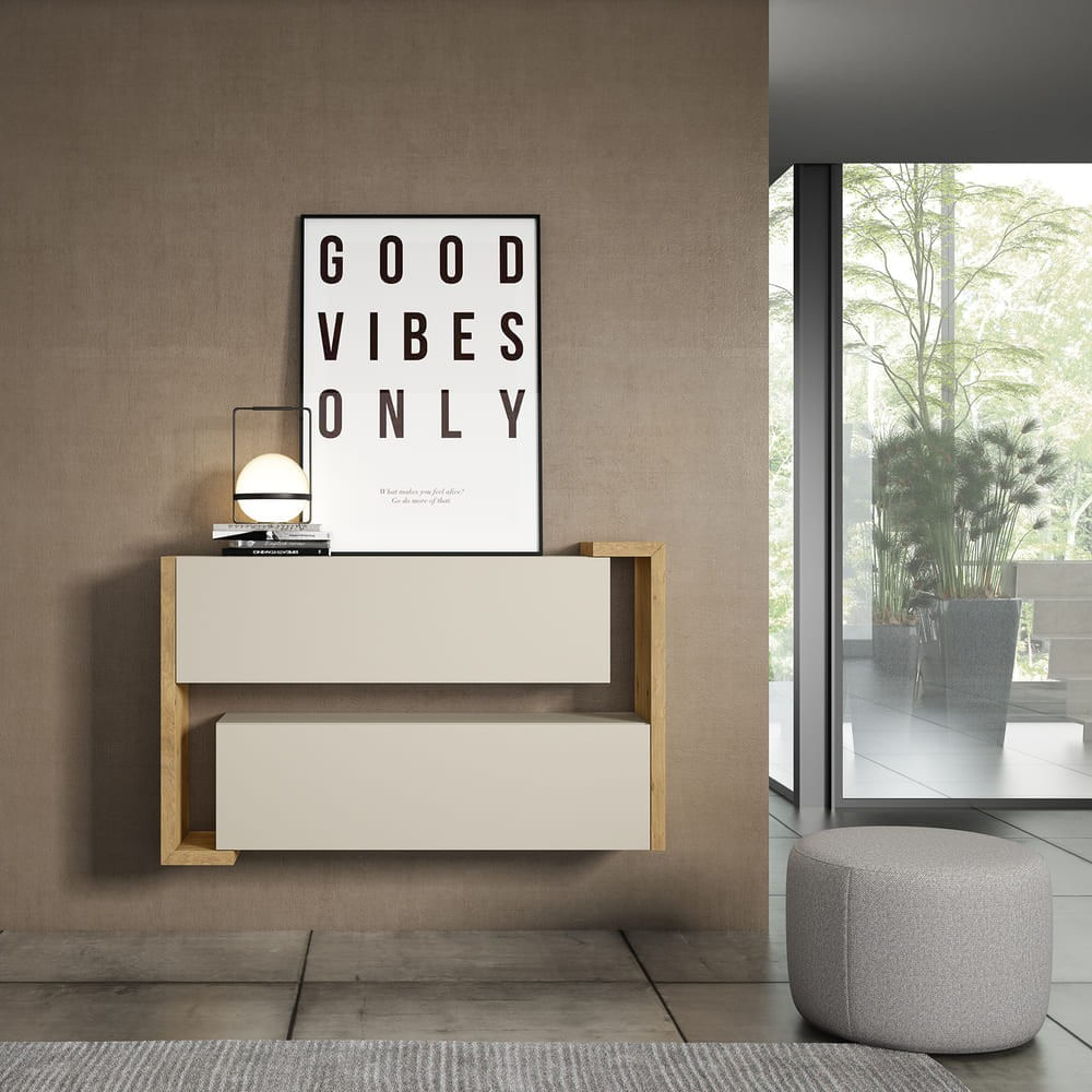 Aparador Flotante moderno 2 puertas Ibiza color Blanco/Duna TU MESITA