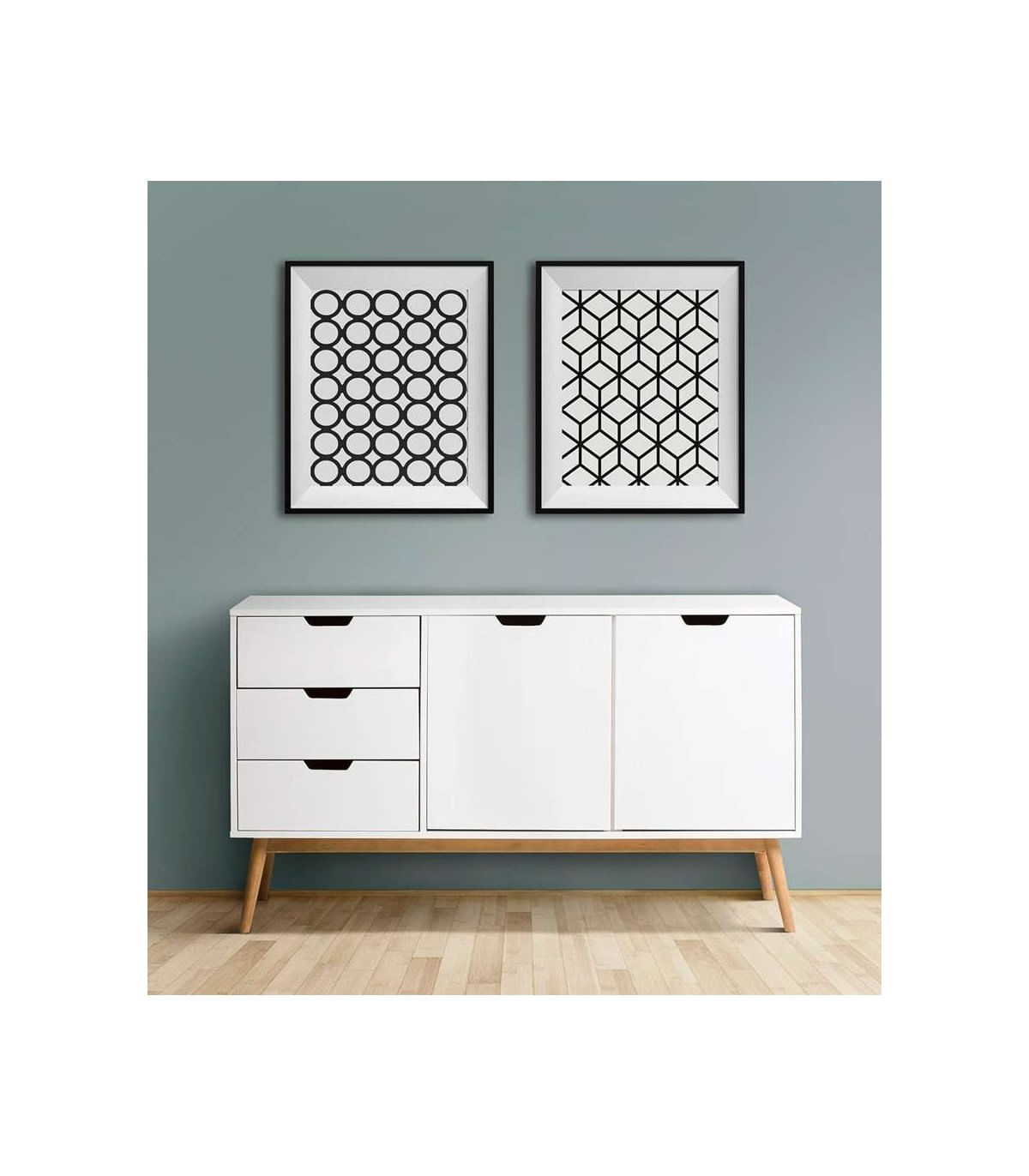 Aparador Moderno 2 puertas 3 cajones Mirko color Blanco TU MESITA