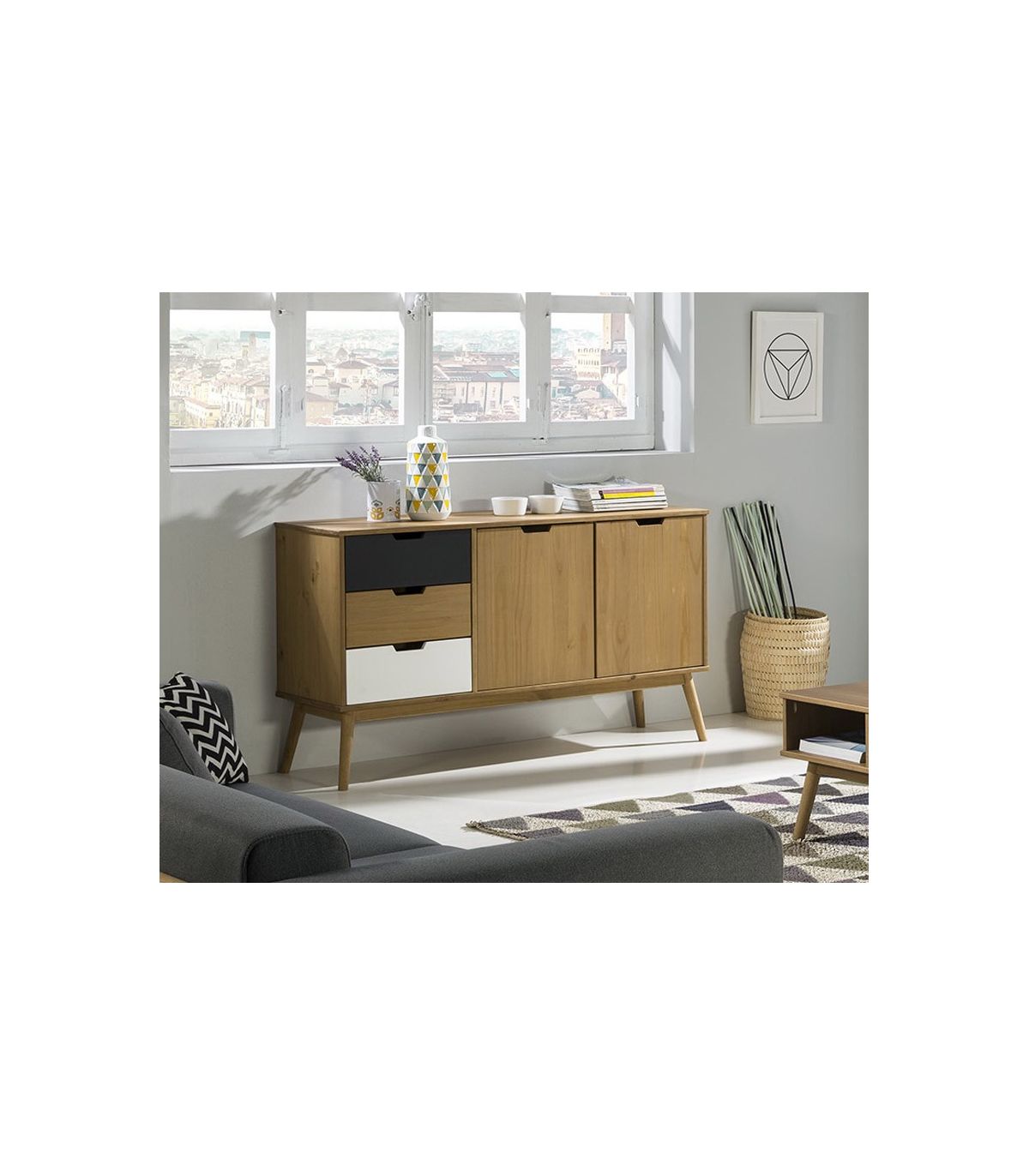 Aparador Clásico 3 cajones 2 puertas Romaña color Duna TU MESITA