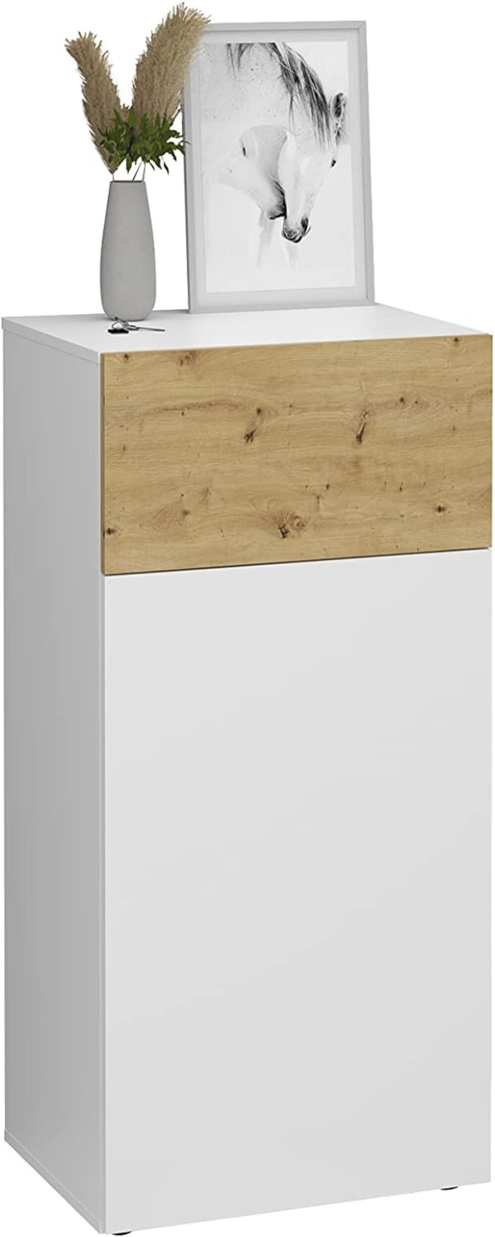 Aparador Recibidor Fendy 1 puerta 1 cajones color Blanco TU MESITA