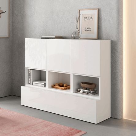 Aparador Recibidor Moderno Charlie color Blanco TU MESITA 3 cajones 1 puerta