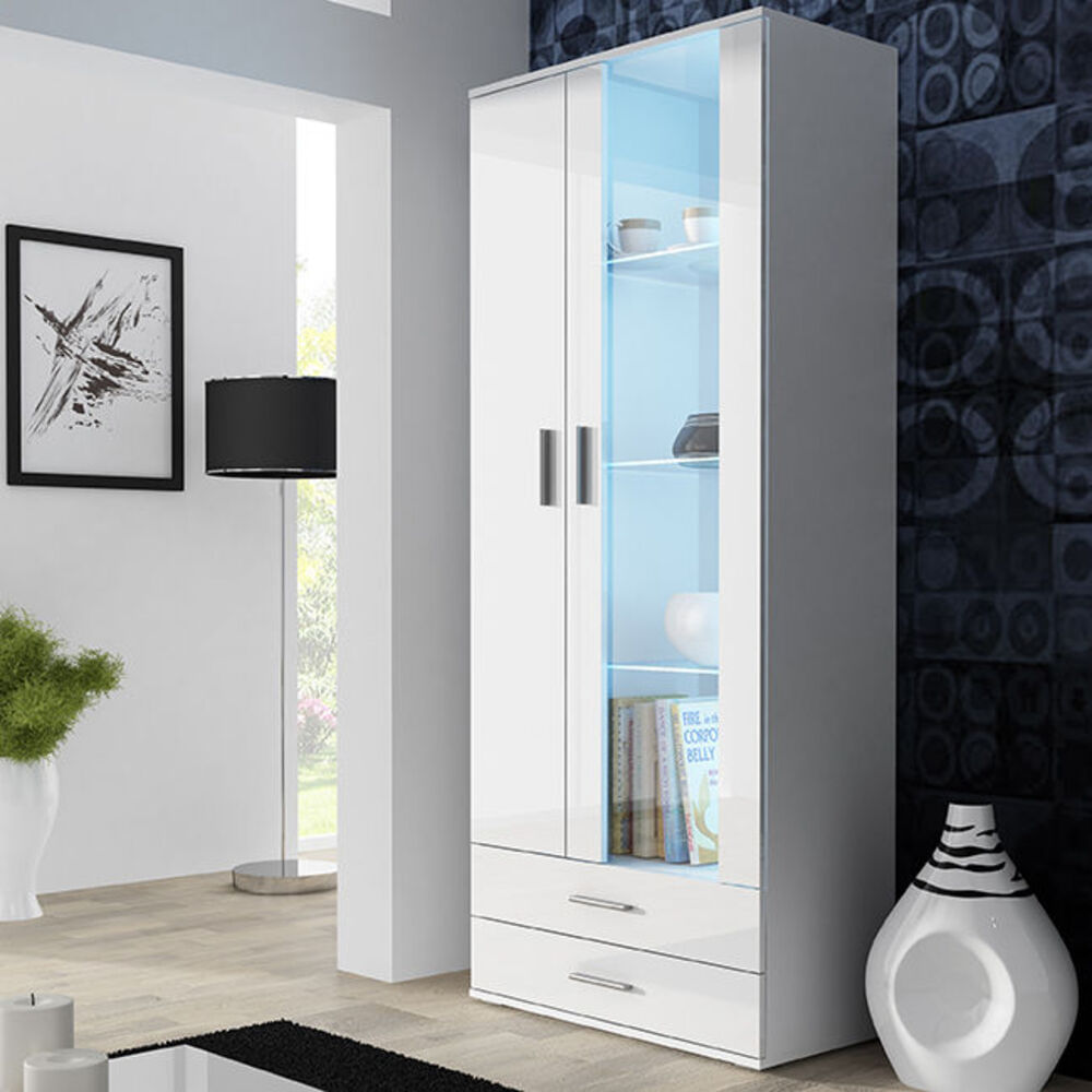 Vitrina Clásica Sasha 2 puertas 2 cajones TU MESITA color Blanco