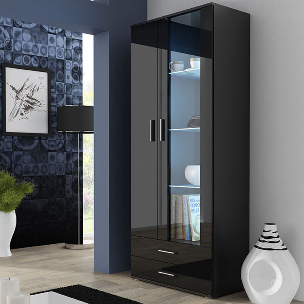 Vitrina Clásica Sasha 2 puertas 2 cajones TU MESITA color Negro