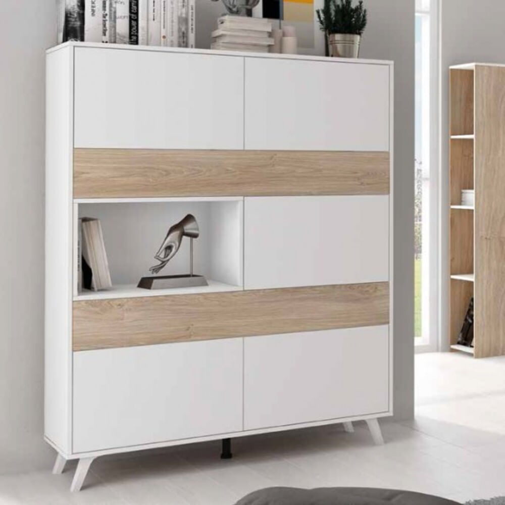 Vitrina Nórdica Orus color Blanco/Macadamia TU MESITA 5 puertas