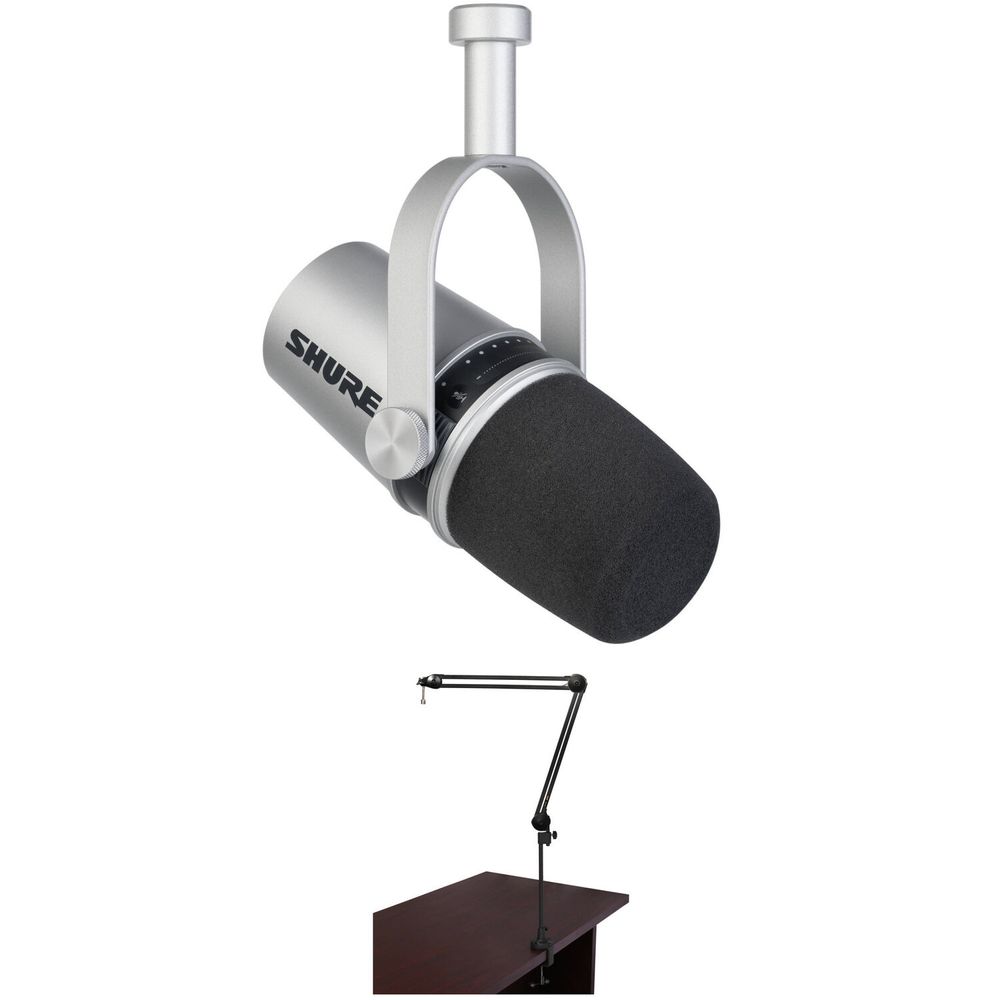 Kit de Micrófono para Podcast Shure Mv7 con Brazo Articulado Plateado 1600763-REG Kit de Micrófono para Podcast Shure Mv7 con Brazo Articulado Plateado 1600763-REG