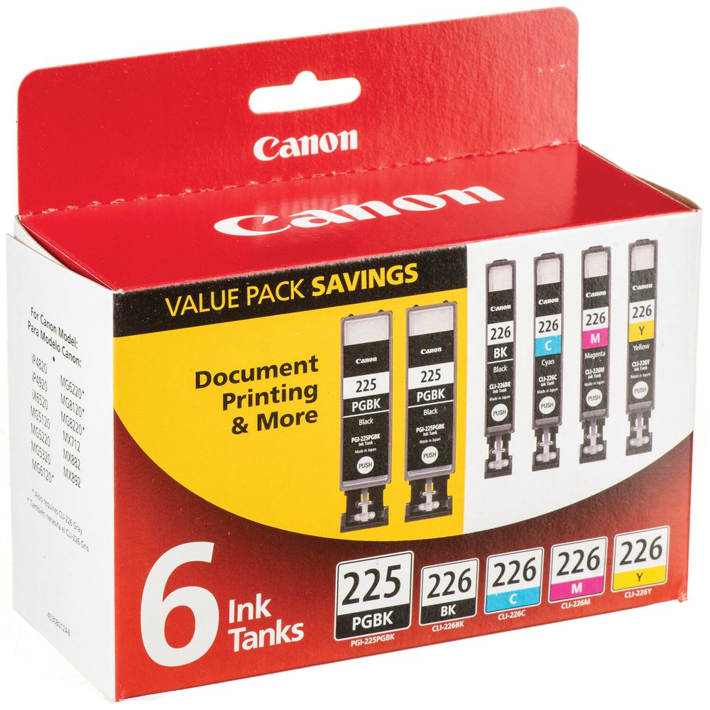 Value Pack de Tanques de Tinta Canon Pgi 225 Cli 226 de 6 Colores 1700876-REG Value Pack de Tanques de Tinta Canon Pgi 225 Cli 226 de 6 Colores 1700876-REG