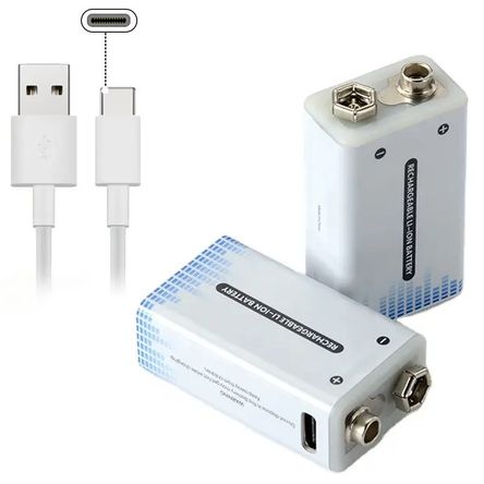 Bateria de Litio Pila 9V Recargable USB tipo C 1350Mah Bateria de Litio Pila 9V Recargable USB tipo C 1350Mah