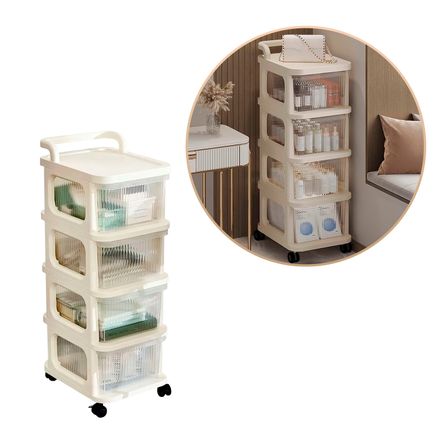 Estante 4 Niveles con Ruedas y Cajones Extraíbles ESTANTE-PAÑALES-3795 Estante 4 Niveles con Ruedas y Cajones Extraíbles ESTANTE-PAÑALES-3795