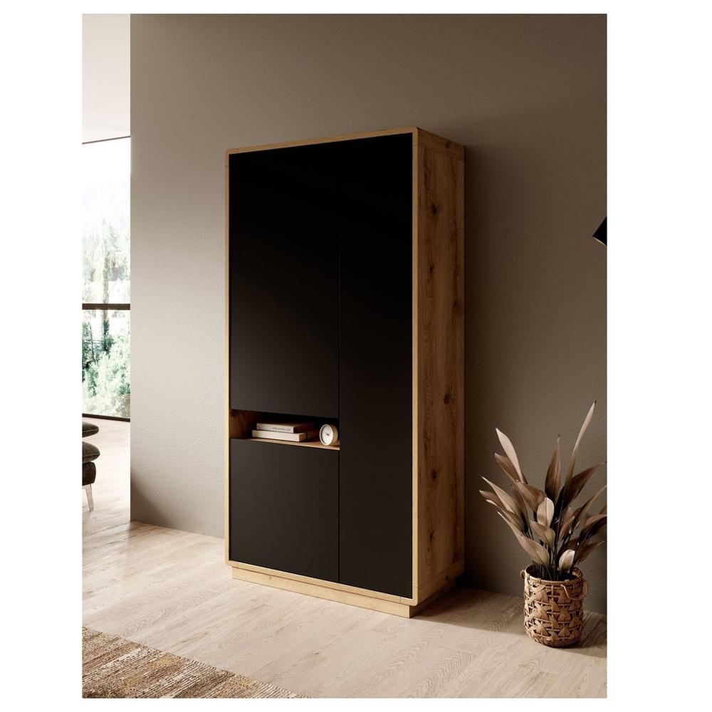 Vitrina Jissa TU MESITA alta color Marrón/Negro 3 puertas