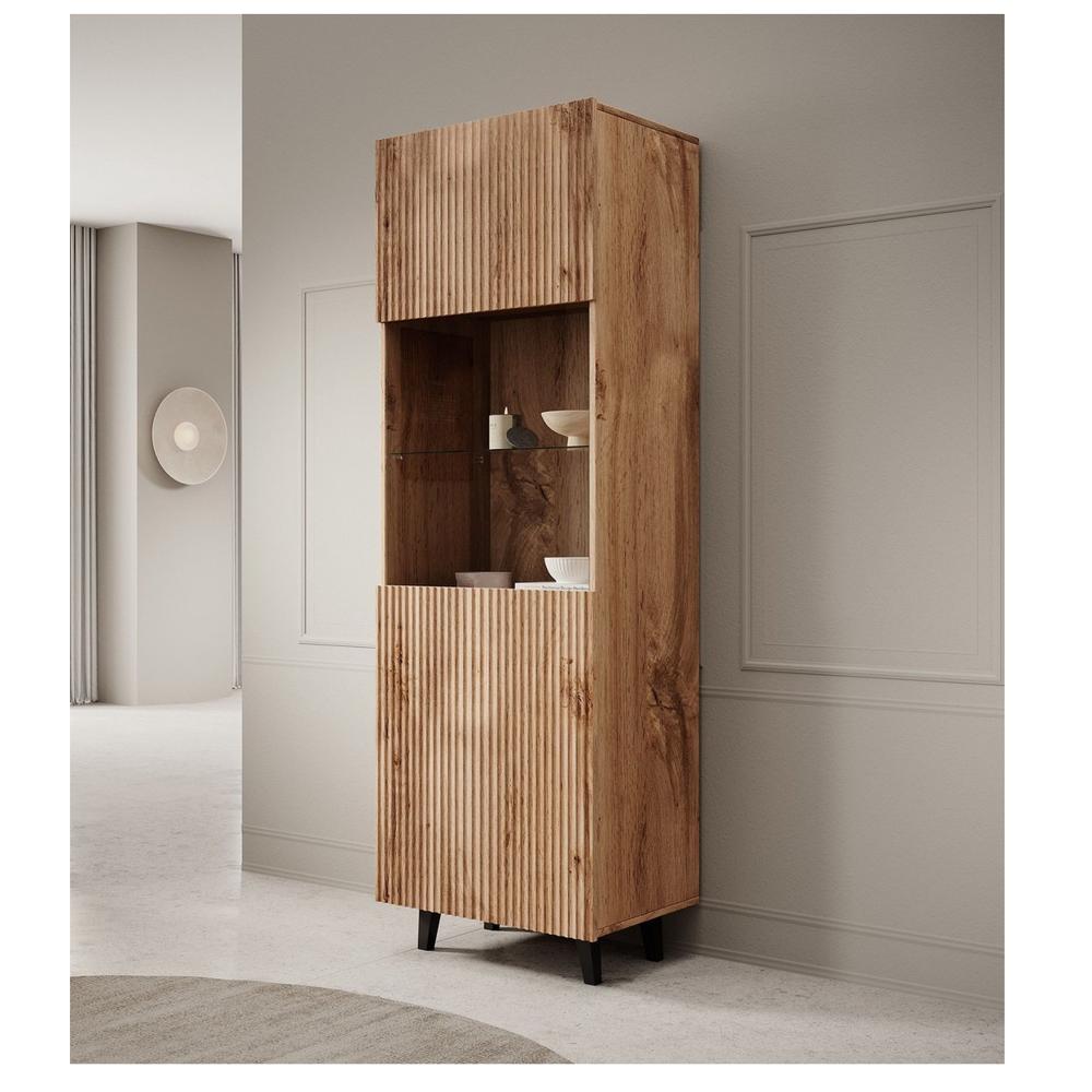 Vitrina Moderna TU MESITA Bastian color Roble 2 puertas