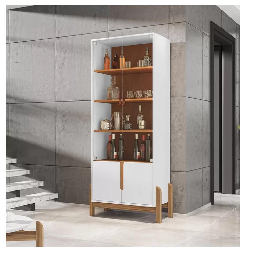 Vitrina Moderna TU MESITA Palmer 4 puertas color Blanco/Marrón Vitrina Moderna TU MESITA Palmer 4 puertas color Blanco/Marrón