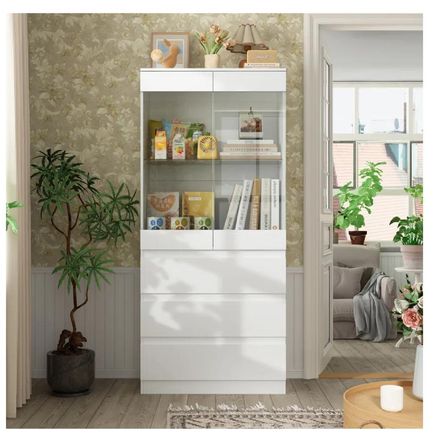 Vitrina Multiusos TU MESITA Retty color Blanco 3 cajones 2 puertas Vitrina Multiusos TU MESITA Retty color Blanco 3 cajones 2 puertas