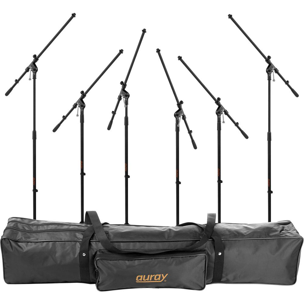 Auray 6 Pack de Soportes de Micrófono Tripode MS-5230F con Brazos Fijos y Kit de Bolsa de Soporte 976796-REG Auray 6 Pack de Soportes de Micrófono Tripode MS-5230F con Brazos Fijos y Kit de Bolsa de Soporte 976796-REG