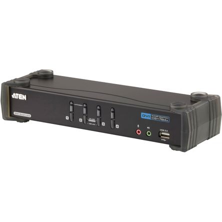 Switch Kvmp Aten de 4 Puertos Usb Dvi Dual Link con Audio de Sonido Envolvente 2.1 1087273-REG