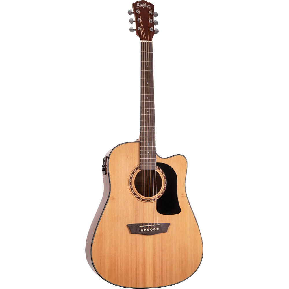 Guitarra Acústica Dreadnought Washburn Apprentice D5CE-Pack con Cutaway, Tapa de Abeto Premium y Ele