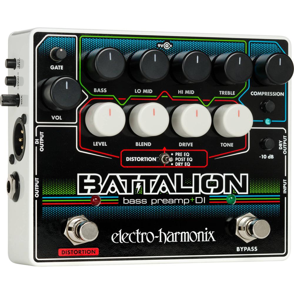 Electro-Harmonix Battalion: Preamp y Pedal DI para Bajo con Distorsión, EQ de 4 Bandas y Compresor